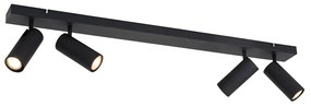 Smart plafondSpot / Opbouwspot / Plafondspot zwart 4-lichts verstelbaar incl. 4 Wifi GU10 50mm - Renna Modern GU10 Binnenverlichting Lamp