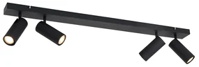 Smart plafondSpot / Opbouwspot / Plafondspot zwart 4-lichts verstelbaar incl. 4 Wifi GU10 50mm - Renna Modern GU10 Binnenverlichting Lamp