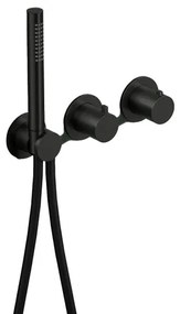 Hotbath Ace Afbouwdeel - voor inbouwthermostaat - 2-weg - omstel - handdouche - doucheslang - zwart geborsteld PVD AC071EXTMBP