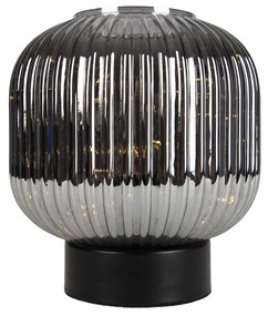 Art Deco tafellamp zwart met smoke glas incl. E27 lichtsnoer - Karel