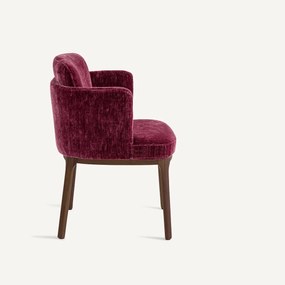 Tafelstoel met poten van notenhout en fluweel, Jabote