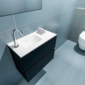 MONDIAZ ADA Toiletmeubel - 60x30x50cm - 1 kraangat - 2 lades - urban mat - wasbak links - Solid surface - Wit FK75341745