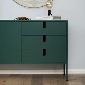 Tenzo Uno Modern Dressoir Met Lades Groen - 171x46x86cm.