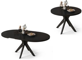 RENZO Zwart - RONDE TAFEL Ø110 UITKLAPBAAR TOT 180 cm | VOOR DE KEUKEN EETKAMER WOONKAMER RETRO