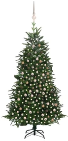 vidaXL Kunstkerstboom met LED's en kerstballen 240 cm PVC en PE groen