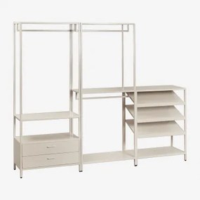 Janine 3-delige Open Modulaire Kledingkast Met Laag Stalen Schoenenrek Tapioca Beige - Sklum