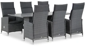 Tuinset 6 personen 220 cm Wicker Zwart Garden Collections Madera/Graniet