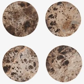 Pack Van 4 Ronde Onderzetters Ø10 Cm In Valtris Marmer Bruin Marmer Emperador - Sklum