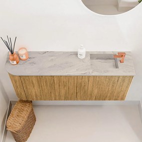 Mondiaz Joya DLux 100cm toiletmeubel ronding links oak met wastafel faye rechts 1 kraangat glace