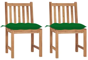 vidaXL Tuinstoelen 2 st met kussens massief teakhout