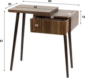 Houten Nachtkastje Met Lade Links - 60x30x61cm.