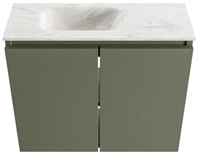 Mondiaz Ture DLux toiletmeubel 60cm army met wastafel ostra links met kraangat