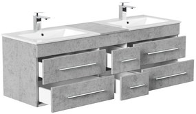 Saniclear Ophelia dubbel Badkamermeubel 150cm 2 kraangaten beton