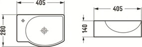 Mexen Mista inbouwwastafel rechts 40 x 28 cm, wit - 22174000R