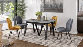 AVERY Beton Millenium/onderkant zwart - LOFT/INDUSTRIËLE TAFEL VOOR WOONKAMER/EETKAMER UITKLAPBAAR TOT 330 cm!