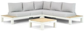 Loungeset 5 personen Aluminium/Teak Wit Lifestyle Garden Furniture Ravalla