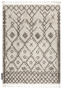 Tapijt BERBER TANGER B5940 crème / bruinrand ,  Barber , marokkaanse shaggy