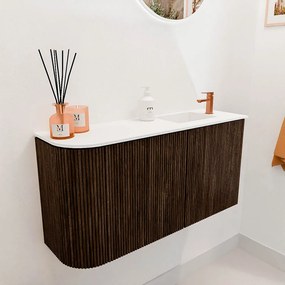 Mondiaz Joya 80cm toiletmeubel ronding links walnut met wastafel faye rechts 1 kraangat talc