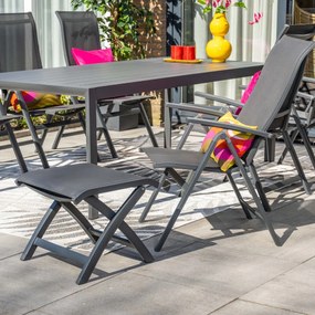 Garden Impressions Siena tuinstoel verstelbaar donker grijs - 2 stuks