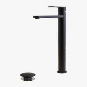 Alameda Messing Wastafelkraanset En Orveta Rvs En Messing Click-clack Wastafelafvoerventielset Zwart & ↑30 Cm & Klep Met Overloop - Sklum