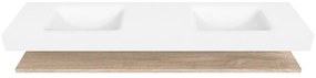 Zaro Alan badmeubel 190cm met planchet washed oak en vrijhangende wastafel cloud dubbel zonder kraangat talc