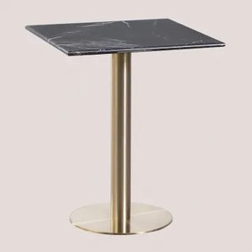 Vierkante Bartafel In Marmer Cosmopolitan Zwart & ↔︎ 60 Cm & Champagne Goud - Sklum