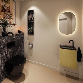 Mondiaz Ture DLux toiletmeubel 40cm oro met wastafel lava links met kraangat