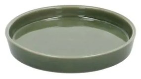 Bloempotschotel, aardewerk, donkergroen,Ø 13,5  cm