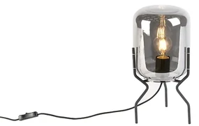 Smart Design tafellamp zwart met smoke glas incl. wifi A60 - Bliss Design E27 rond Binnenverlichting Lamp