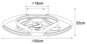 Plafondventilator met lamp zwart 55cm incl. LED dimbaar met afstandsbediening - Mandy Design rond Binnenverlichting Lamp