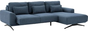 Goossens Excellent Bank Princess blauw, stof, 3-zits, elegant chic met chaise longue rechts