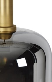Hanglamp zwart met goud en smoke glas incl. PUCC - Zuzanna