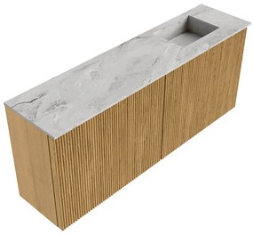 Mondiaz Joya DLux 100cm toiletmeubel oak met wastafel faye rechts zonder kraangat glace