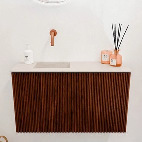 Mondiaz Joya DLux 70cm toiletmeubel ruby met wastafel faye links zonder kraangat meli