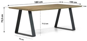 Dining Tuintafel rechthoekig 180 x 100 cm Aluminium/teak Naturel teak Palta