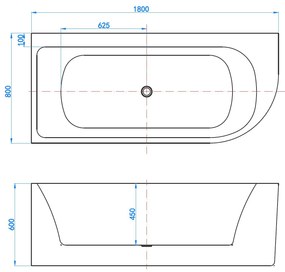 Best Design Munster half vrijstaand bad 180x80cm links glans wit