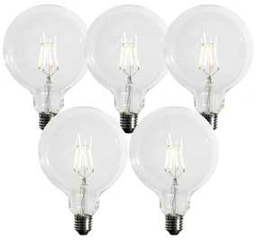 Set van 5 E27 3-staps dimbaar LED spiraal filament G125 4W 450 lm 3000K