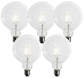Set van 5 E27 3-staps dimbaar LED spiraal filament G125 4W 450 lm 3000K