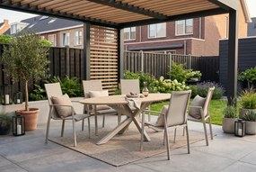 Tuinset 6 personen 220 cm Aluminium Zand/Beige Lifestyle Garden Furniture Ultimate/Matara