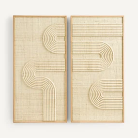 Wanddecoratie in duo, geweven palm, Telaga