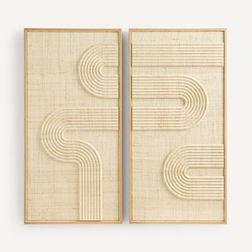Wanddecoratie in duo, geweven palm, Telaga