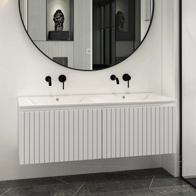 Fontana Lento wit badkamermeubel ribbelfront met witte wastafel 120cm zonder kraangaten
