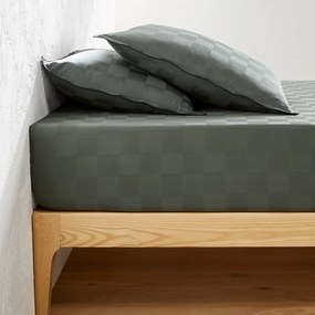 Hoeslaken in gewassen satijnkatoen, Victor, dambord motief