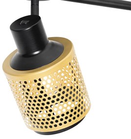 Industriële Spot / Opbouwspot / Plafondspot zwart met goud 3-lichts - Kayden Industriele / Industrie / Industrial E14 Binnenverlichting Lamp