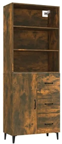 vidaXL Hoge kast bewerkt hout gerookt eikenkleurig