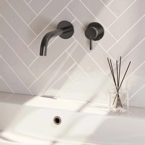 Brauer Gunmetal Edition ColdStart wastafelkraan inbouw gebogen uitloop en rozetten model E1 gunmetal geborsteld PVD