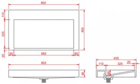 Fontana Gala zwart badmeubel ribbelfront met vrijhangende wastafel 80cm geen kraangat