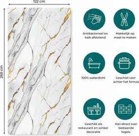 PVC Marmer Paneel White Gold Glans 260x122x0,3cm