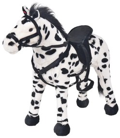 vidaXL Speelgoedpaard staand XXL pluche zwart en wit