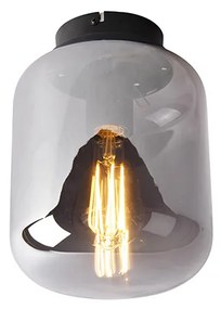 Design plafondlamp zwart met smoke glas - Bliss